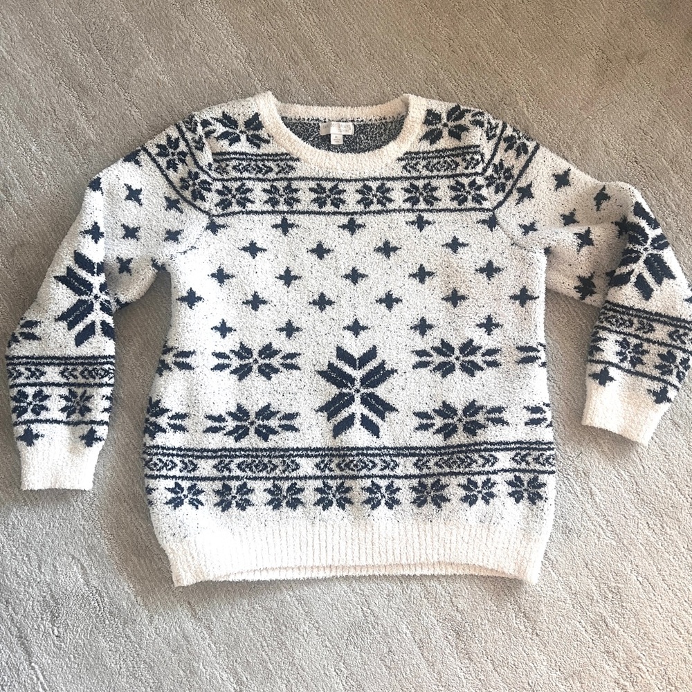 Barefoot Drams Fair Isle Print Cozy Pullover Sweater - Size XL